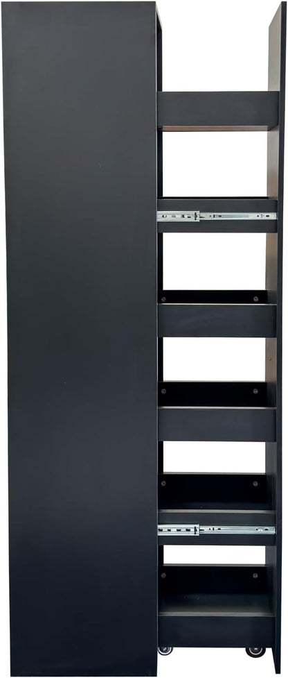 7 Tier Slim Rolling Storage Cart - Kitchen & Pantry Organizer, Narrow Storage Cabinet with Handle & Wheels, Spice Pull-Out Rack Next to Fridge Storage Shelf (White A-7 Tier Shelf Unit)