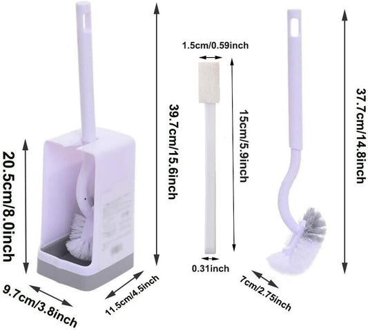 Marbarsse Bathroom Toilet Bowl Brush and Holder, Curved Design Toilet Brush for Deep Cleaning Under Rim, Best Toilet Brush Set, Easy Handy CompactToilet BowlCleaner Brush for Bathroom, 1 Pack