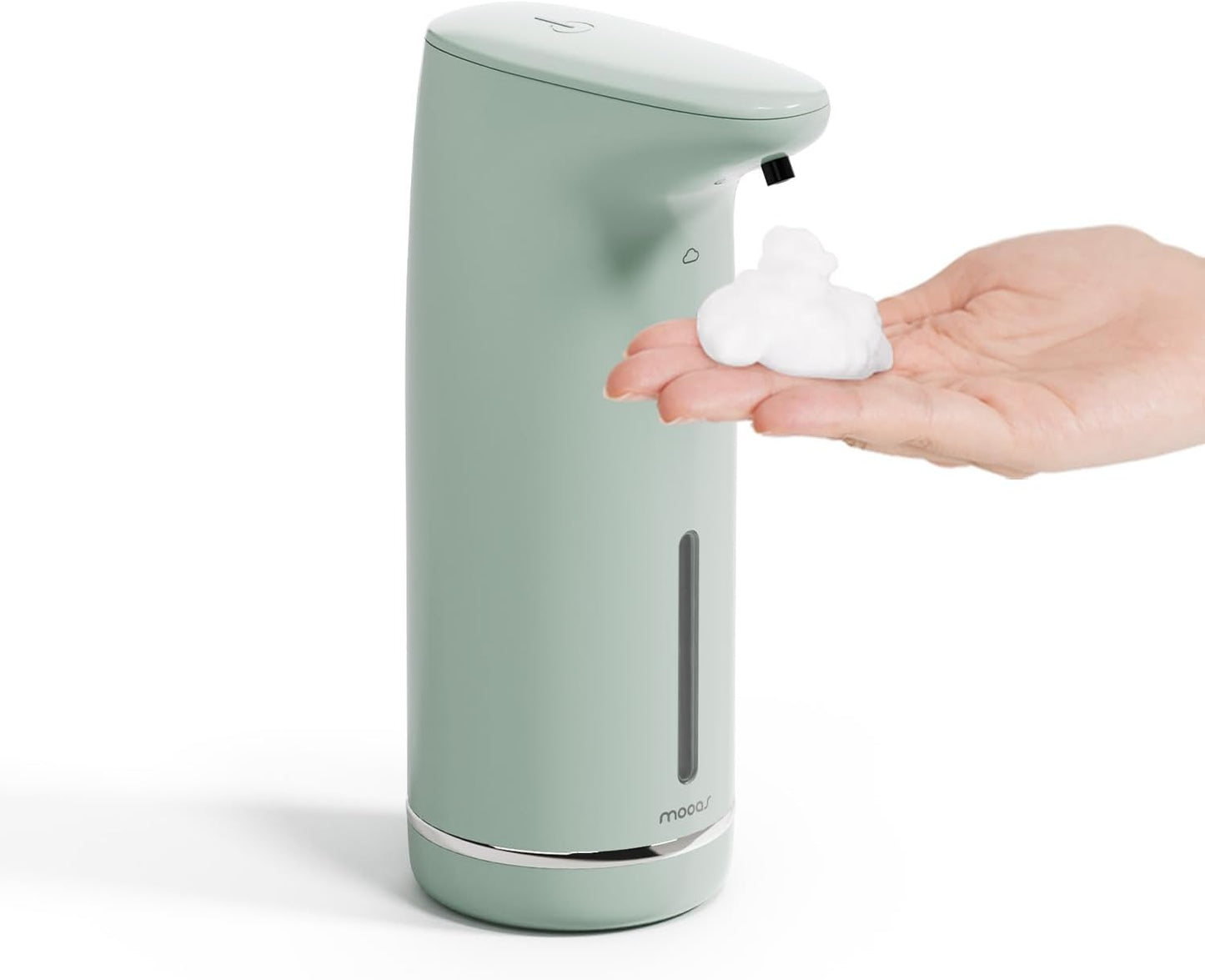 mooas Automatic Foaming Soap Dispenser Milky Touchless Foaming Hand Soap Dispenser, USB Rechargeable Electric Sensor Auto Foam Soap Dipsenser for Bathroom Kitchen Dish Wash Commercial 10.8oz (Mint)