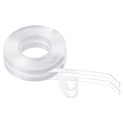 2pcs Double Sided Nano Tape 16.4FT x 0.3" x 0.04" Multipurpose Removable Clear Mounting Tape Washable Waterproof Picture Hanging Adhesive Strips for Walls Carpets Posters