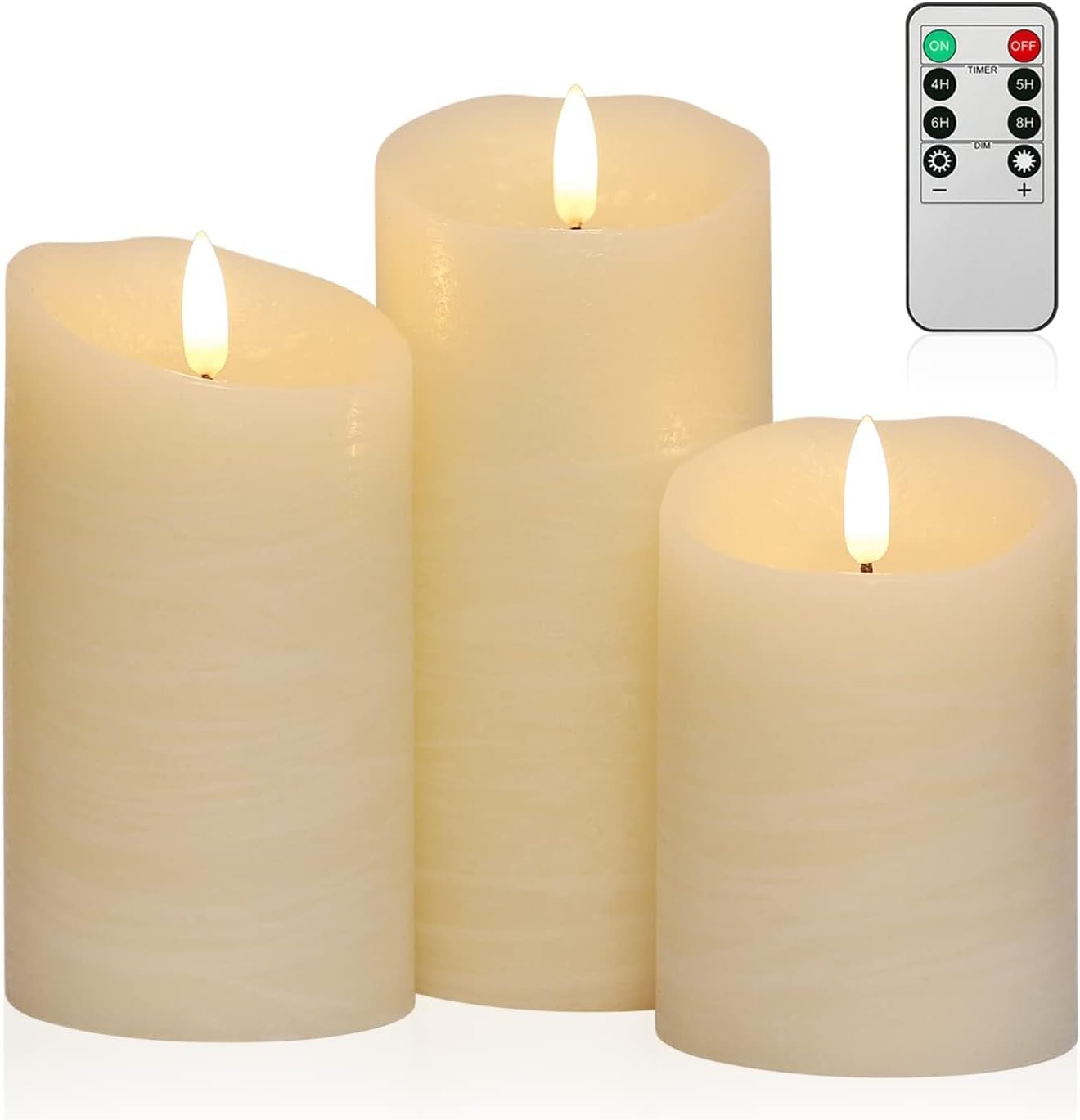 ANGELLOONG Flickering Flameless Candles, Realistic Battery Operated Candles with Remote and Timer, Set of 3 LED Candles for Room Fall Home Wedding Decor Centerpieces Table Party Valentines Decorations