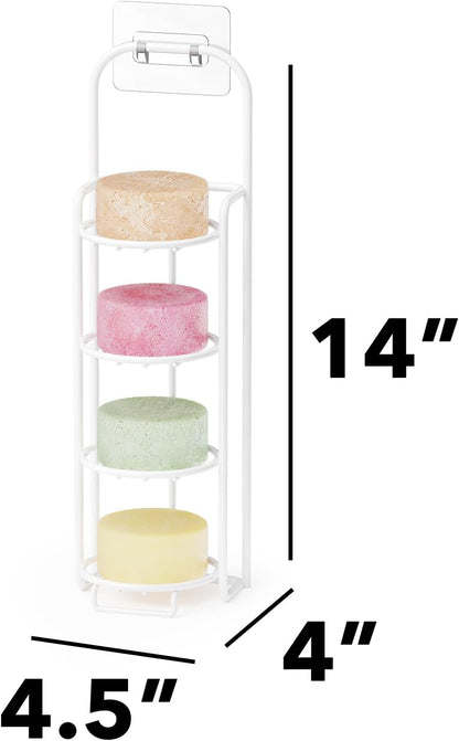 SpaceAid 4 Tier Shampoo Bar Holder for Shower, Self Draining Soap Bar Holders Caddy for Bathroom Wall and Kitchen Sink, Shampoo Bar Dish Rack, Stainless Steel Bar Soap Holder (Black)