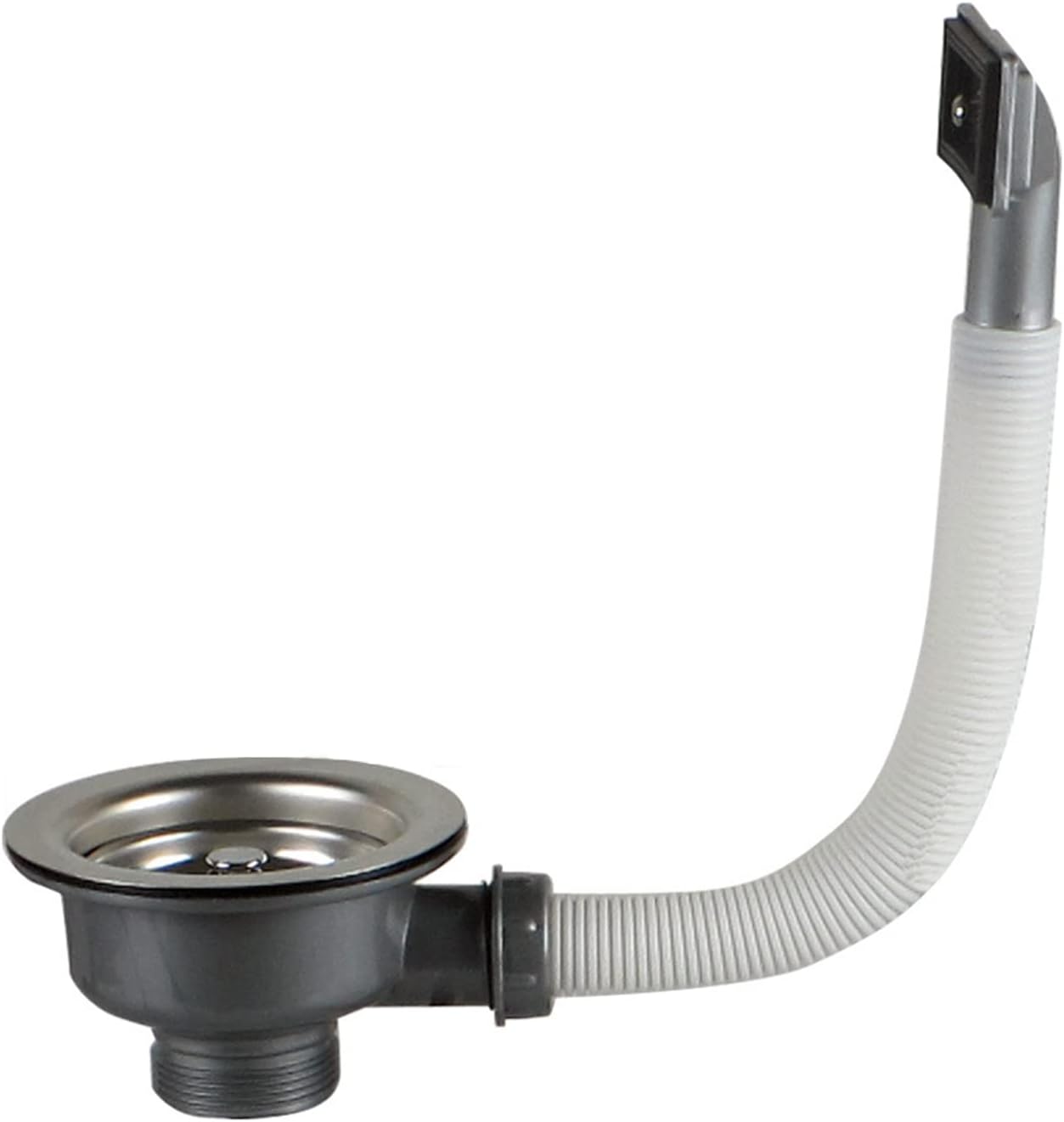 Stainless Steel Sink Drain Filter Removable Strainer with Overflow Hose, Anti Clogging Kitchen Bathroom Drain Stopper Mesh Hair Catcher