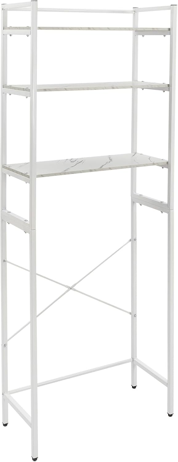 Bathroom Storage Shelf, Over the Washer and Dryer Storage Shelf, 3-tier Bathroom Rack for Washing Machine, Bathroom Storage and Organizer Rack for Hanging Towels and Drying Clothes (Black, Oak)