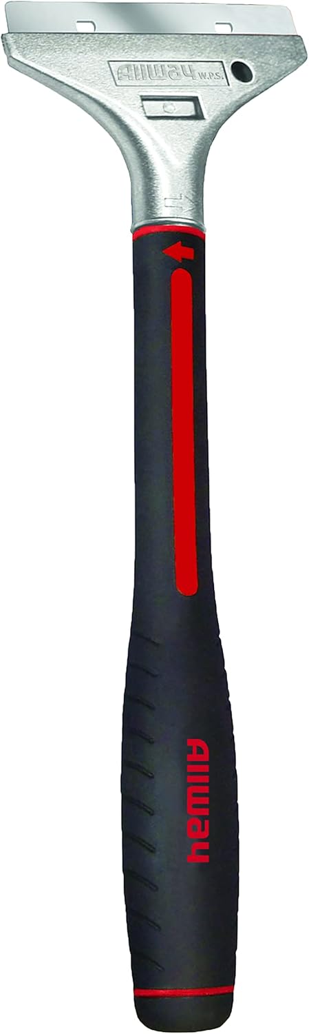 ALLWAY GTS-G Glass & Tile Scraper with Snap-On Blade Guard, 4" | Soft-Grip Handle, Easy Blade Change