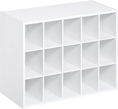 ClosetMaid 15 Cube Stackable Storage Organizer for Shoes, Bags, Crafts, Hobbies with Wood Shelves, for Closet, Entryway or Mudroom, Espresso
