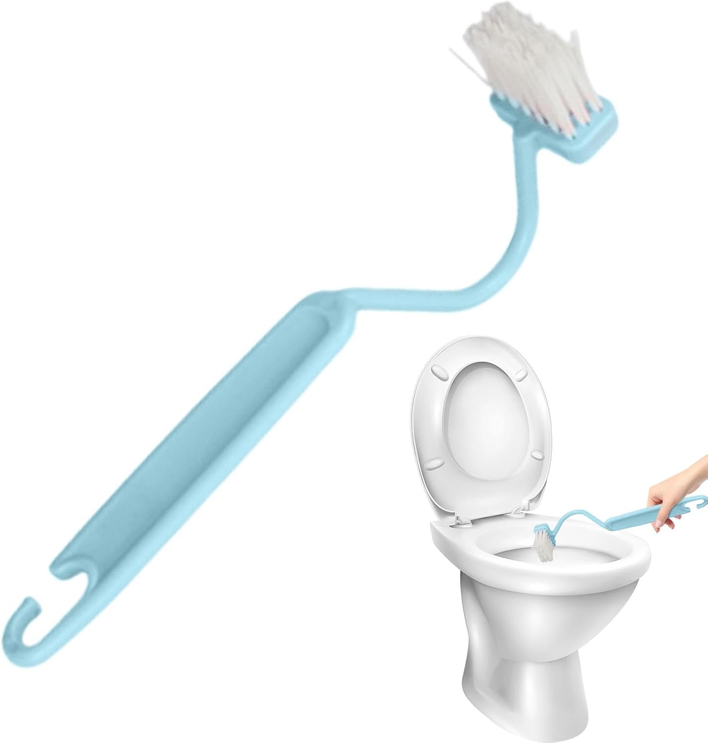 Toilet Rim Brush - Under Rim Toilet Cleaning Brush | Toilet Cleaner Brush | | Soft Bristle Toilet Brush S-Shaped | Angled Toilet Corner Scrubber | Toilet Rim Cleaner for Toilets Kitchens Bathrooms