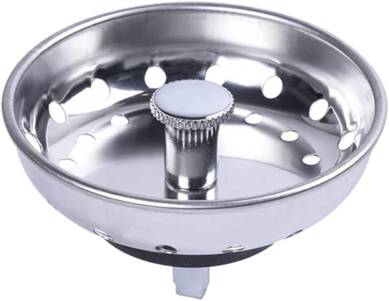 Kitchen Drop-in Post Basket Strainer Replacement for US Standard Drains (3-1/2"), Premium 304 Stainless Steel Body W/Rubber Stopper 1 Pack