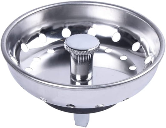 Kitchen Drop-in Post Basket Strainer Replacement for US Standard Drains (3-1/2"), Premium 304 Stainless Steel Body W/Rubber Stopper 1 Pack