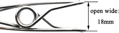 HAHIYO Clothespins Chip Clips All Metal Stainless Steel No Rust Stains Strong Grip in Heavy Wind 2 Inches 24 Pack Do Not Fall Apart Open Wide for Holding Clothes Snack Bag Clamps