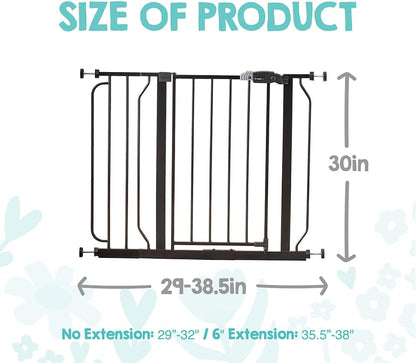 Regalo Safety 29-38.5" Baby Gate for Doorways & Bottom of Stairs, Pressure Mounted Baby Gate with Door for Babies, Toddlers & Pets, Tested & Safe for 30 Years, American Designed, American Owned, White