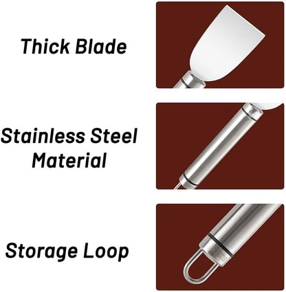 2 Pack Stove Scraper for Tough Case - Wide Using Stainless Steel Scraper for Stove BBQ Grill Kitchen - Scraper for Cleaning Stove Top, Cooktop, Oven, Glass Scraper