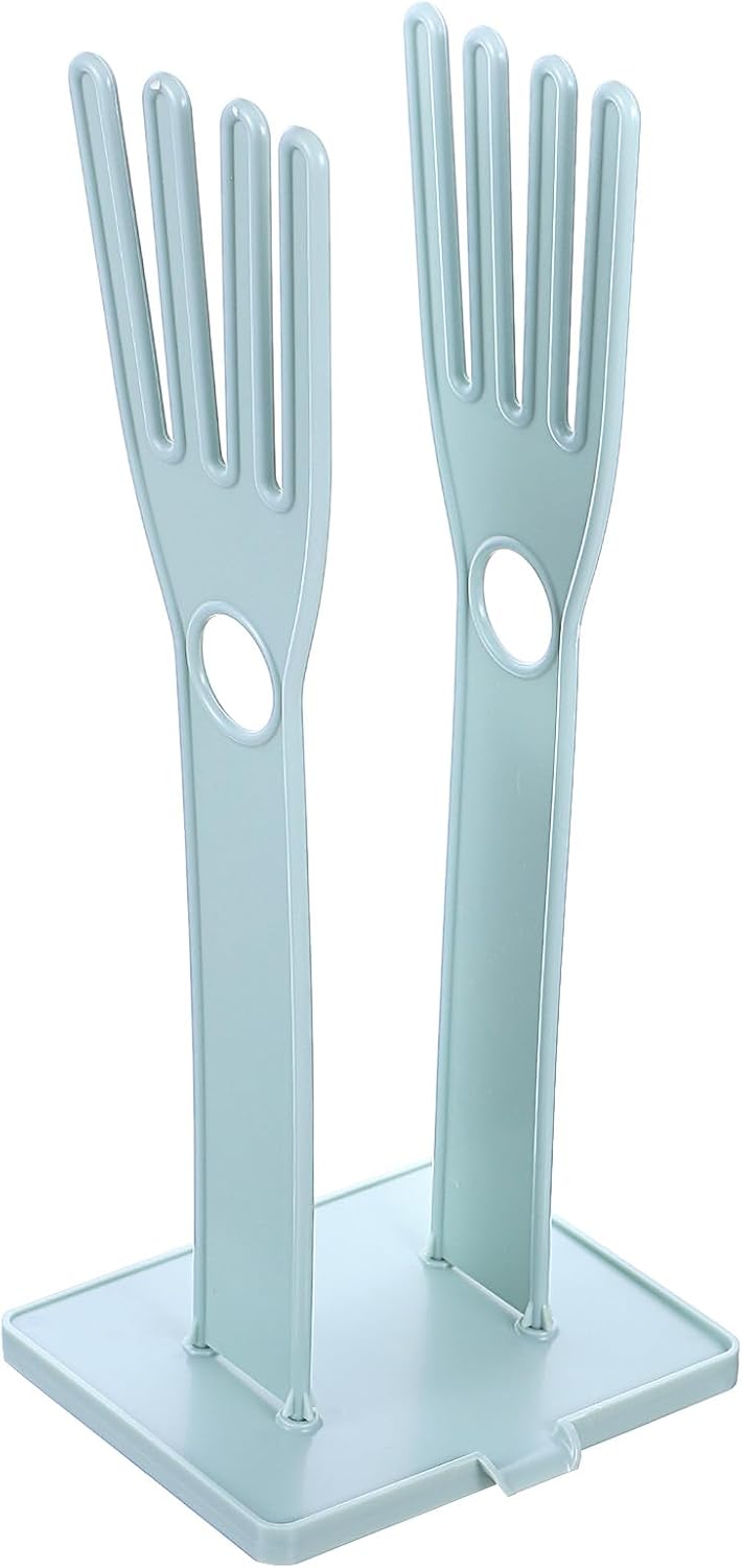 Kitchen Gloves Holder Mitten Dryer Reusable Rubber Glove Clothes Drying Rack Plastic Washing Sink Holder Stand Towel Hanger for Dish Gloves Rags Sponge Food Bag Organizer Blue