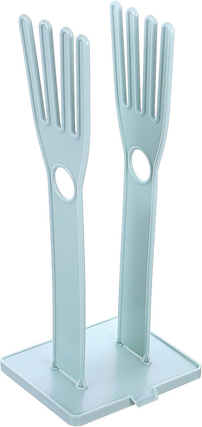 Kitchen Gloves Holder Mitten Dryer Reusable Rubber Glove Clothes Drying Rack Plastic Washing Sink Holder Stand Towel Hanger for Dish Gloves Rags Sponge Food Bag Organizer Blue