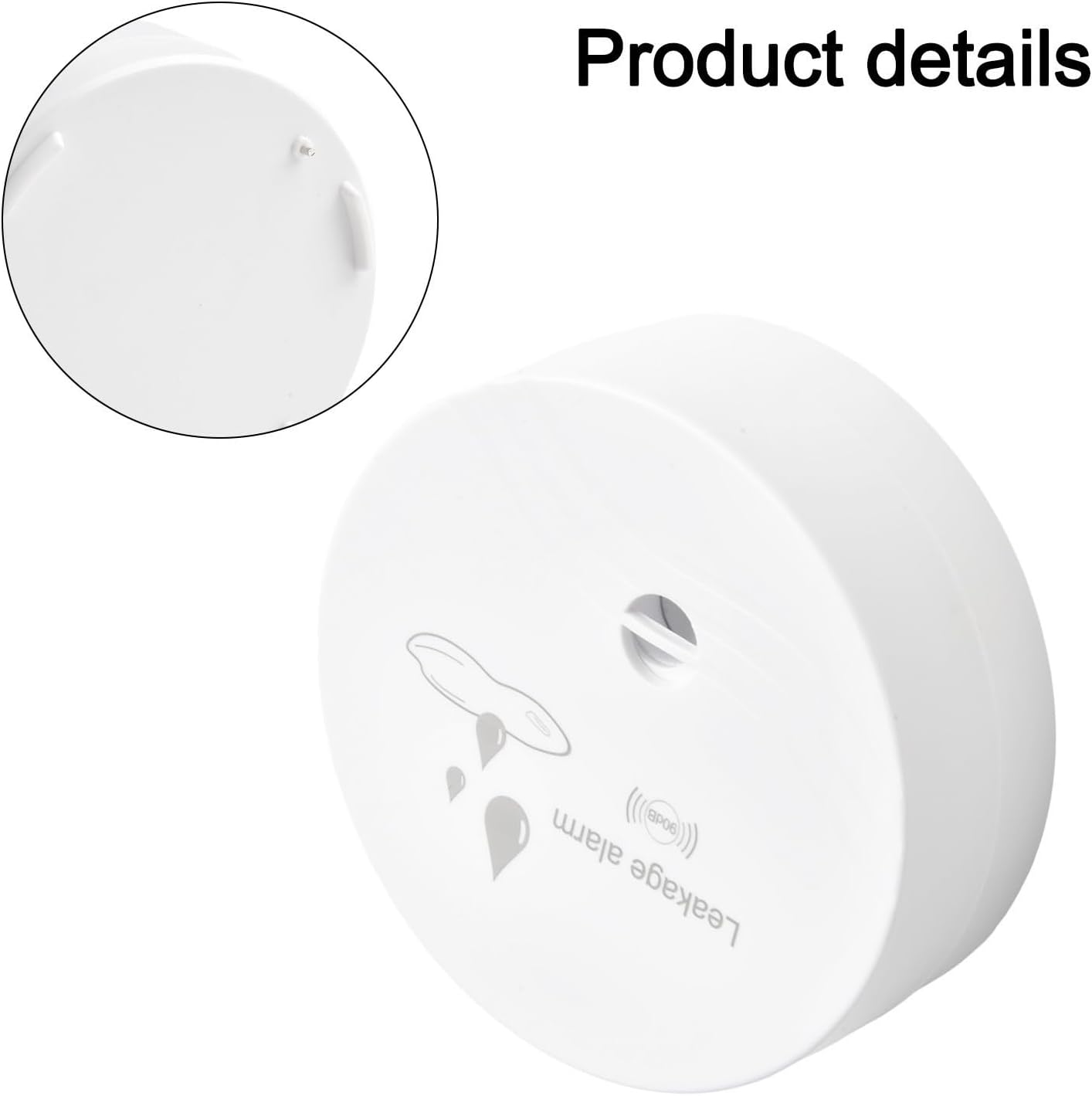 Water Leak Detector with 90dB Audio Alarm, High Sensitivity Leakage Sensor for Home Security in Basement Bathroom under Sink, White