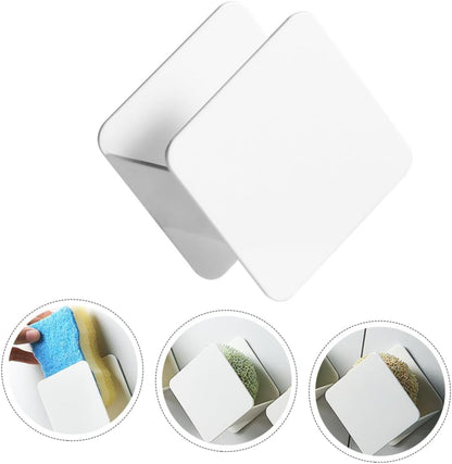 Amosfun 2 Pcs Sponge Holder Drain Rack Punch Wall Mounted Cleaning Cloth Storage Organizer for Kitchen Bathroom Quick Drying Hollow Design for Efficient Water Drainage