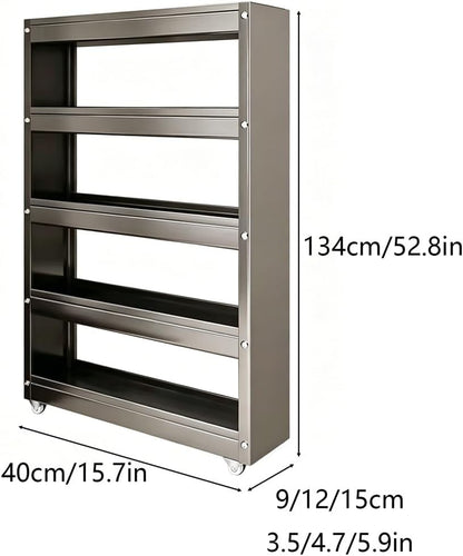 Slim Storage Cart with Multi-Width Options, Carbon Steel Rolling Utility Cart, Narrow Gap Organizer for Kitchen Next to Fridge, Bathroom, Laundry Room(Gray 6-Tier 5.9" W x 66.9" H) - Colors B