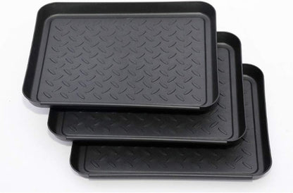 Set of 3 Boot Tray,Water Resistant Plastic Utility Shoe Tray Mat for Indoor and Outdoor Use in All Seasons Weather, Multi-Purpose Dog Food Bowls
