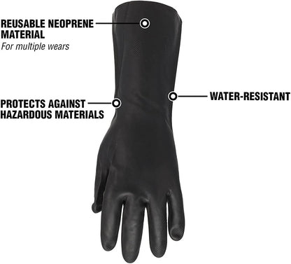 Flexzilla Pro GC400PXL Heavy Duty Cleaning, Neoprene, 13, Black, Long Cuff Gloves, X-Large, Factory