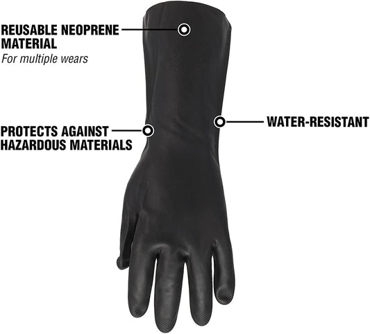 Flexzilla Pro GC400PXL Heavy Duty Cleaning, Neoprene, 13, Black, Long Cuff Gloves, X-Large, Factory