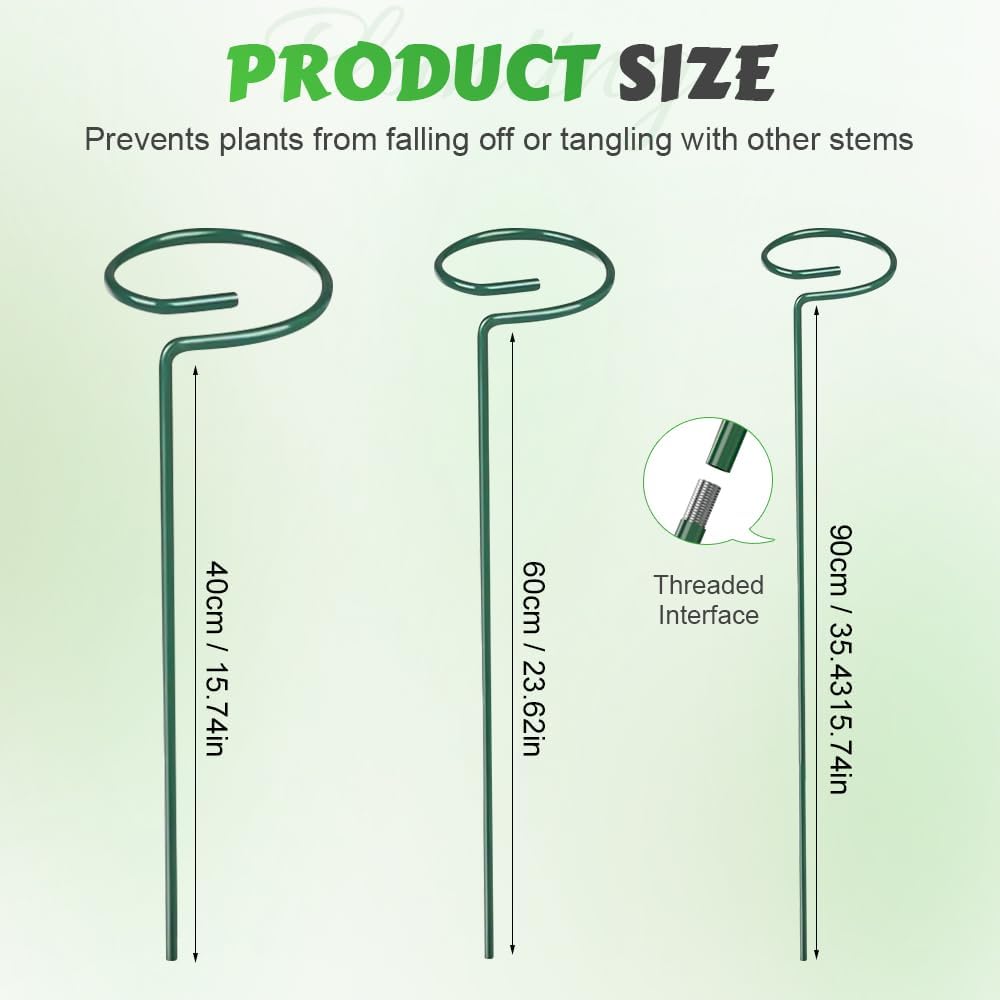 4/8/12 Pack Plant Stakes, 16/24/36 Inch Plant Support Stakes, Plant Sticks Support, Flower Stakes for Plants Peony, Tomato Seedling, Marigold, Amaryllis, Sapling, Coreopsis (16 Inch-4 Pack)
