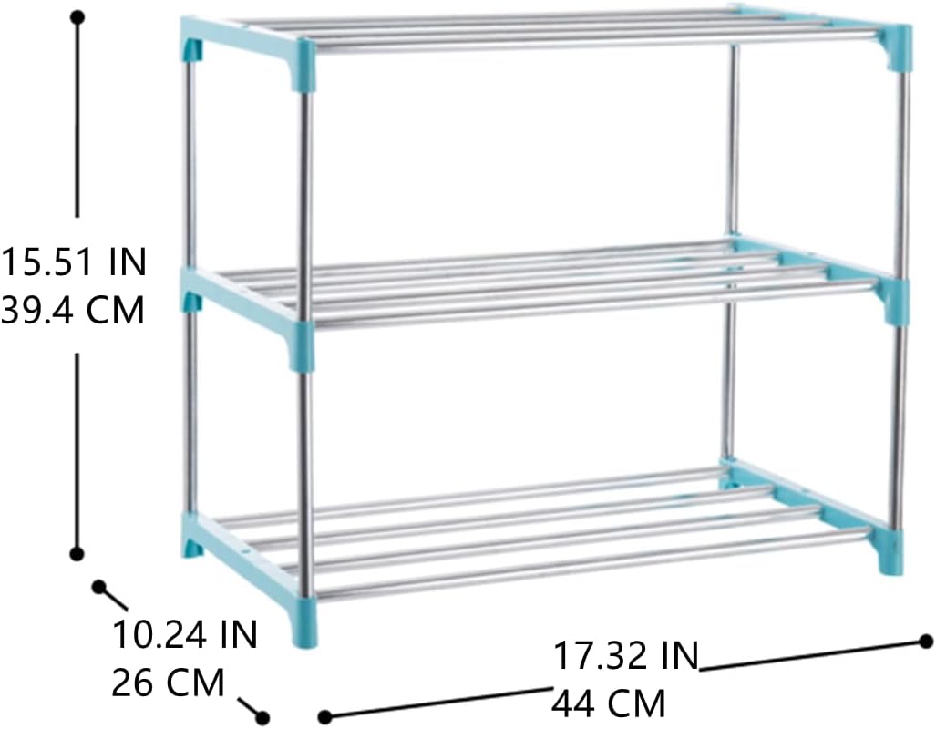 3-Tier Stackable Small Shoe Rack, Lightweight Shoe Shelf Storage Organizer for Entryway, Hallway and Closet(Black)