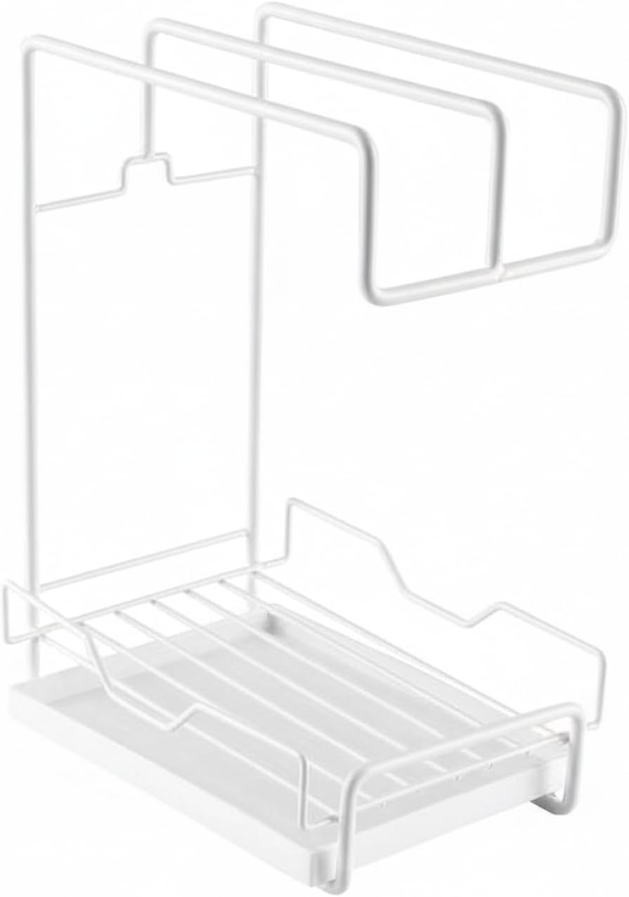 Dish Cloth Storage Rack with Tray, Wall Mounted Carbon Steel Sponge Organizer for Kitchen Sink