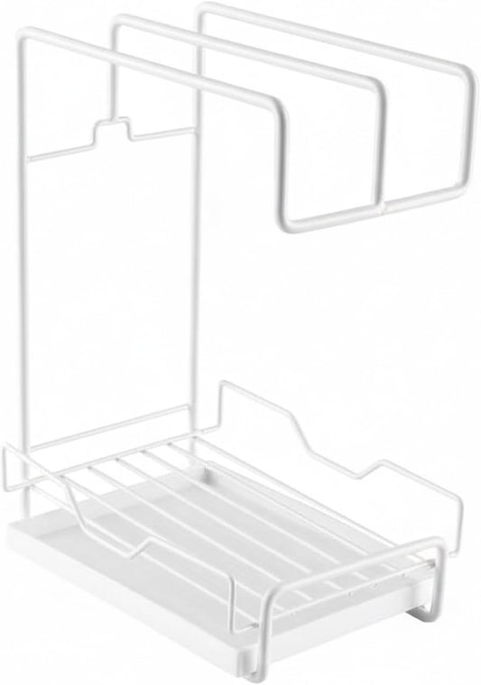 Dish Cloth Storage Rack with Tray, Wall Mounted Carbon Steel Sponge Organizer for Kitchen Sink