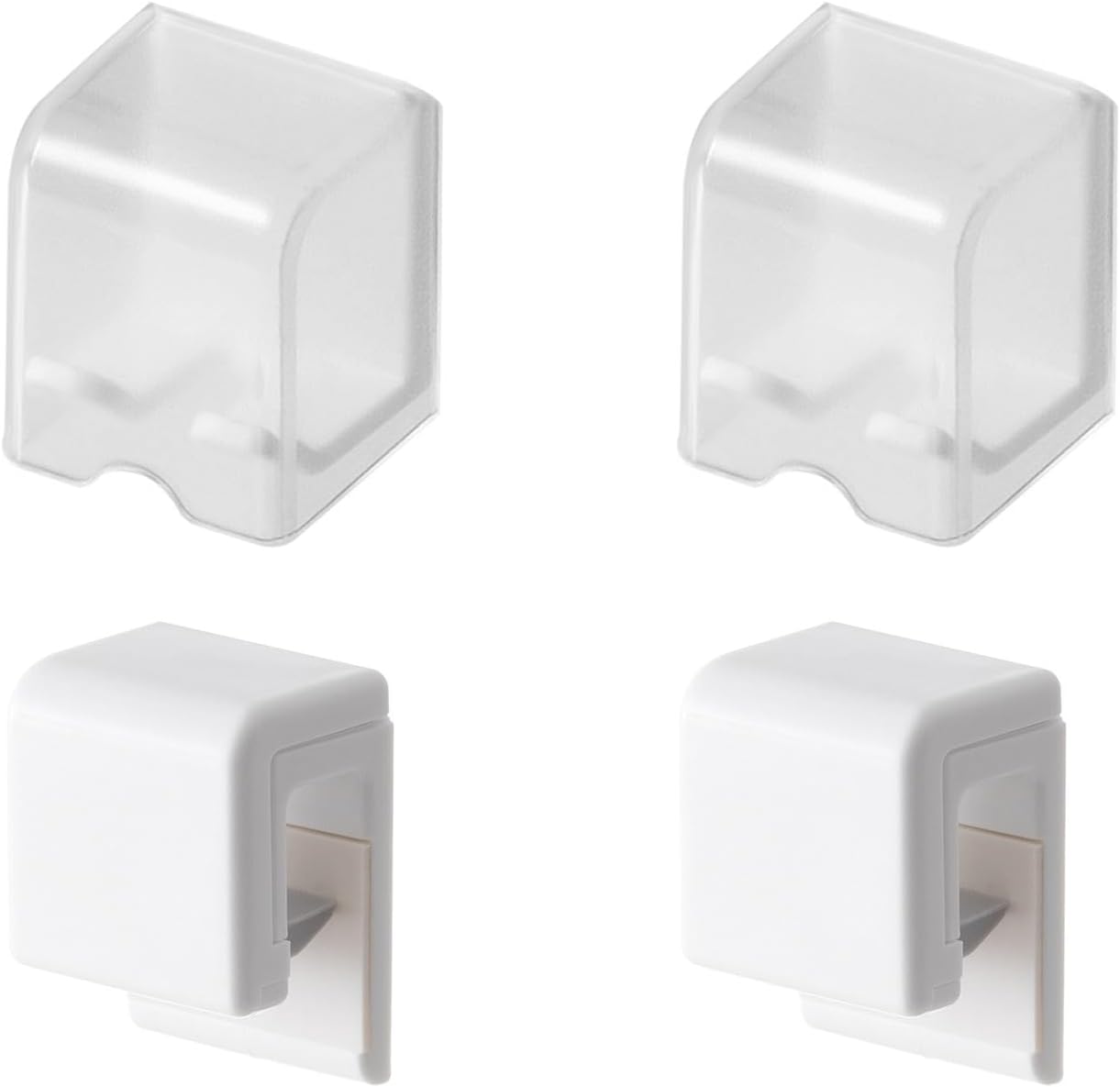 2PCS White Toothbrush Holder Wall Mounted with Cover, Toothbrush Storage Organizer for Dorm, Self Adhesive Toothbrush Hanger, for Bathroom, Shower, Cabinet, with 2PCS White Toothpaste Clip