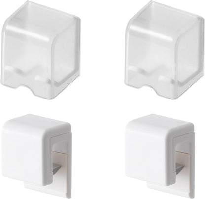 2PCS White Toothbrush Holder Wall Mounted with Cover, Toothbrush Storage Organizer for Dorm, Self Adhesive Toothbrush Hanger, for Bathroom, Shower, Cabinet, with 2PCS White Toothpaste Clip