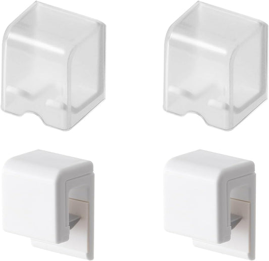 2PCS White Toothbrush Holder Wall Mounted with Cover, Toothbrush Storage Organizer for Dorm, Self Adhesive Toothbrush Hanger, for Bathroom, Shower, Cabinet, with 2PCS White Toothpaste Clip