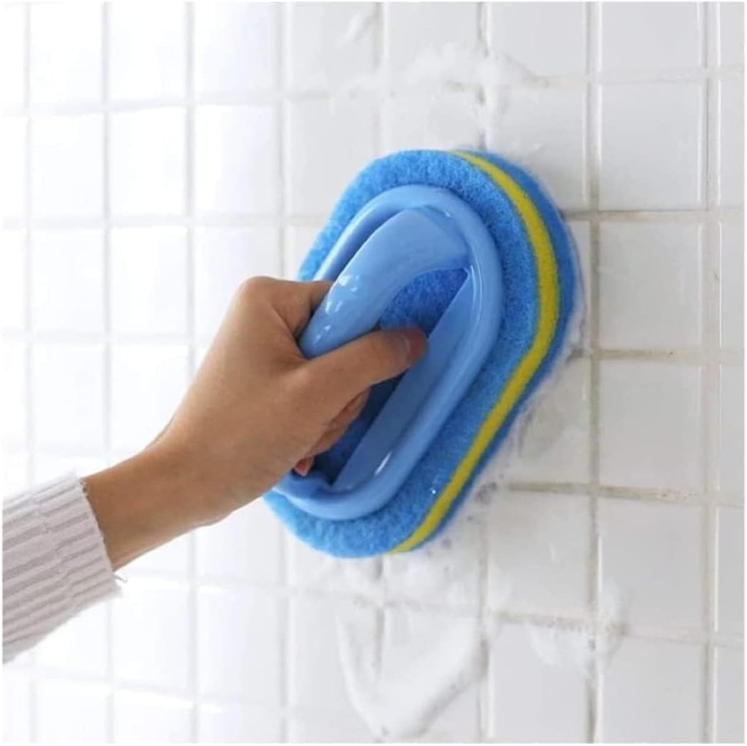 Tile Tub Scrubber Brush with 5 Different Function Cleaning Heads and 51" Extendable Long Handle Non Scratch Shower Scrubber for Cleaning Bathroom Kitchen Toilet Wall Bathtub