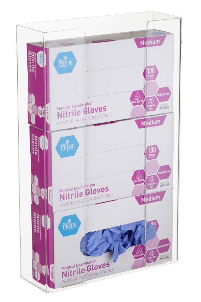 AdirMed VivaEssentials Double Glove Box Holder, Wall Mount or Free Standing Black Acrylic Glove Holder