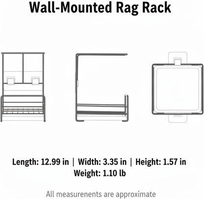 Wall-Mounted Rag Rack, Carbon Steel Sponge and Cloth Holder for Kitchen Sink Side Organization (1 PC)