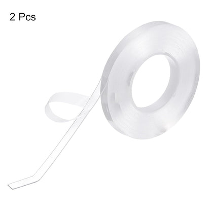 2pcs Double Sided Nano Tape 16.4FT x 0.3" x 0.04" Multipurpose Removable Clear Mounting Tape Washable Waterproof Picture Hanging Adhesive Strips for Walls Carpets Posters