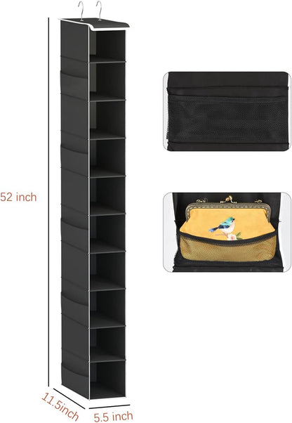 Libeder Hanging Shoe Organizer, 10-Shelf Closet Organizer with 6 Mesh Side Pockets