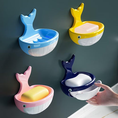 Soap Dish Holder for Shower Bar Double Layer Cute Lotus Shape Adhesive Tray Sink Wall Mounted Shampoo NO-Drilling Self Draining Hanging Saver Rack Plastic Bathroom Bathtub Kitchen，Pink