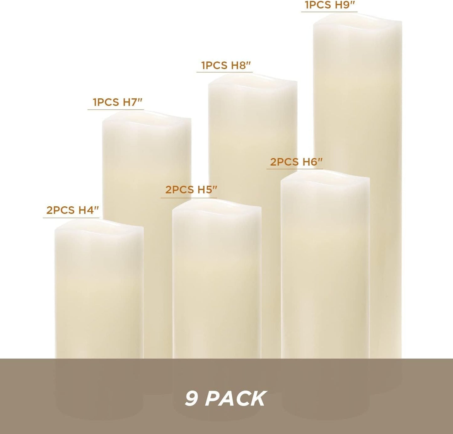 Hausware Flameless Candles Battery Operated Candles Set of 12 (D: 3" x H: 4") Real Wax Pillar Flickering Candles LED Flameless Candles with Remote and Timer Control (Ivory Color)