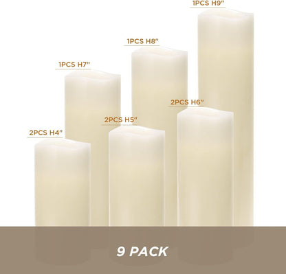 Hausware Flameless Candles Battery Operated Candles Set of 12 (D: 3" x H: 4") Real Wax Pillar Flickering Candles LED Flameless Candles with Remote and Timer Control (Ivory Color)