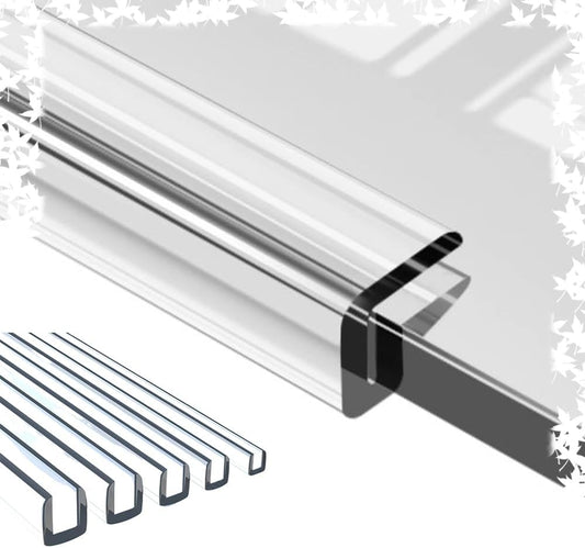 Transparent Sealing Strip U-Shaped Glass Edge Protector Clear Glass Guards Channel Edge Trim Flexible Cuttable for Panels Table Corners(2-3mm)
