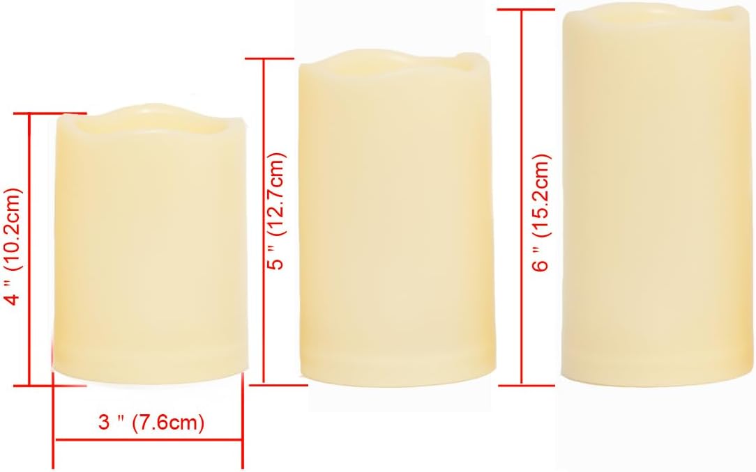 CANDLE CHOICE Waterproof Outdoor Battery Operated Flameless Candles with Remote Timer Plastic Flickering Fake Electric LED Pillars for Lantern Garden Wedding Christmas Decorations 3x4 Inches 3 PCS