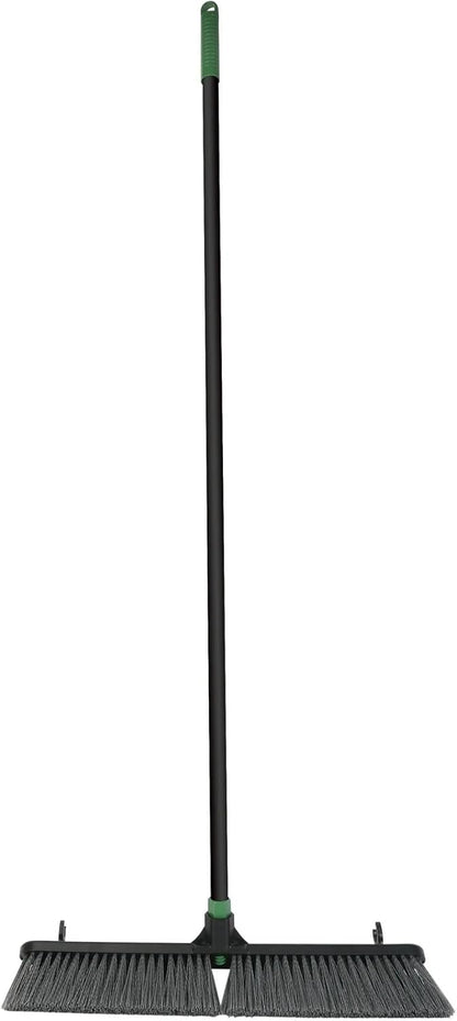 24-Inch Push Broom with 59" Metal Handle, Heavy-Duty Outdoor Broom with Stiff Flagged Bristles for Garage, Driveway & Patio
