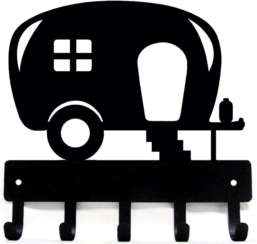 Camper Key Rack Holder Small 6 inch; RV Accessories | 5 Hooks, Made in USA, Gift for Small Spaces