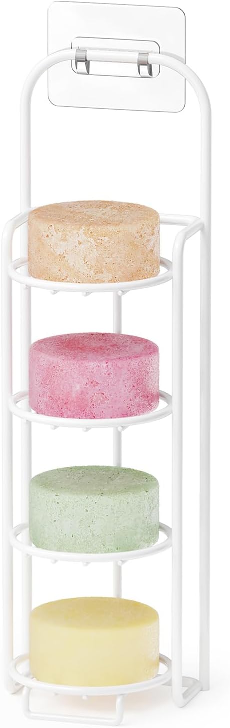 SpaceAid 4 Tier Shampoo Bar Holder for Shower, Self Draining Soap Bar Holders Caddy for Bathroom Wall and Kitchen Sink, Shampoo Bar Dish Rack, Stainless Steel Bar Soap Holder (Black)