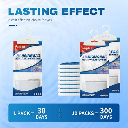Vacplus Moisture Absorbers Packets, Fragrance Free 5 Pack, Humidity Packs, Dessicant Packets, Hanging Closet Dehumidifier Bags, Odor Eliminator for Bathroom 9.8OZ