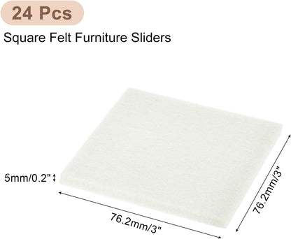 uxcell Furniture Pads, 24Pcs 1.5" - Square Self Adhesive Felt Furniture Pads, Floor Protectors for Furniture Feet Chairs Legs Hardwood Floors (Black)