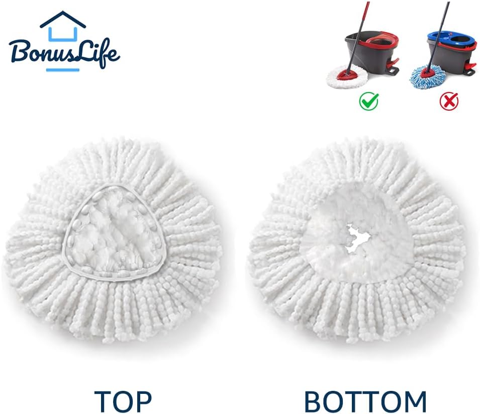 BonusLife 2-Pack Mop Head for O-Ceda EasyWrin Spin Mop Refill 1-Tank System Only Easy Cleaning Microfiber Replacement