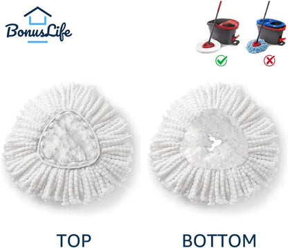 BonusLife 2-Pack Mop Head for O-Ceda EasyWrin Spin Mop Refill 1-Tank System Only Easy Cleaning Microfiber Replacement