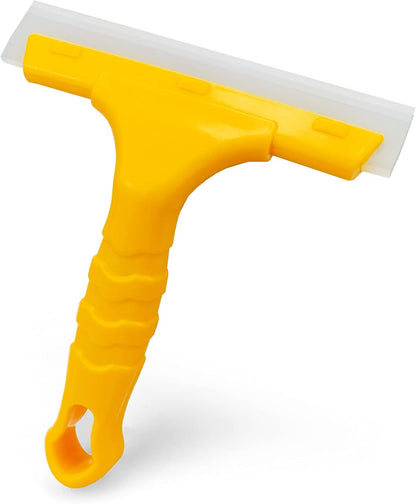 CCyanzi Silicone Blade Small Squeegee, Shower Glass Squeegee, Window Tint, for Window, Bathroom Mirrors, Shower Door and Car Windshield, 5.5x5.5inch, Yellow