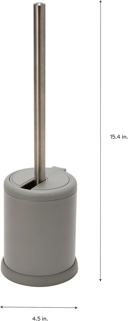 Bath Bliss Toilet Brush and Holder | Self Closing Lid | 360 Degree Brush Head | Bathroom Cleaning | Compact Size | Storage and Organization | Stainless Steel